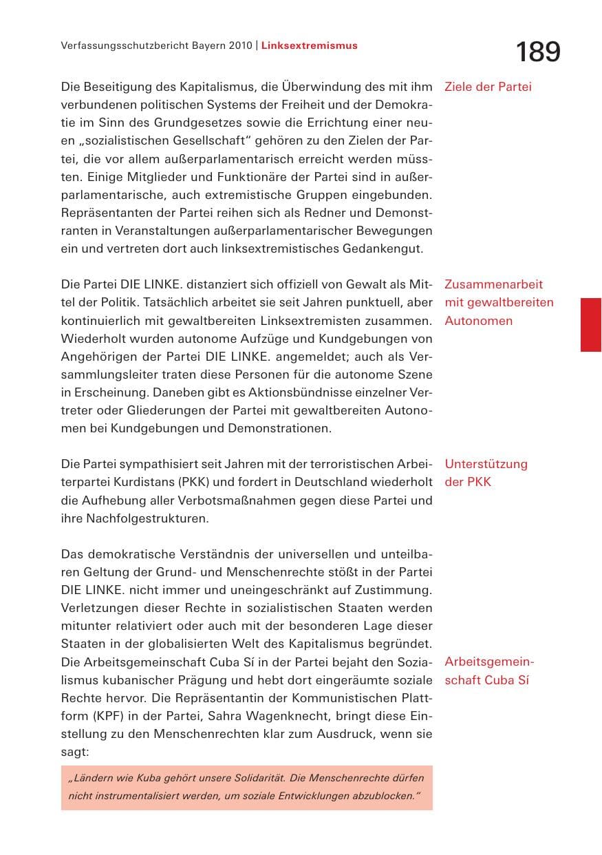 Seite 191 des Verfassungsschutzbericht 2010 Bayern