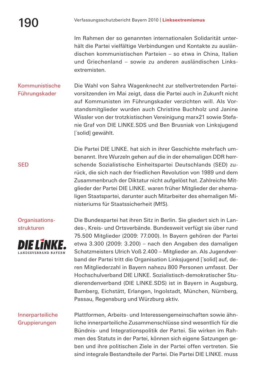 Seite 192 des Verfassungsschutzbericht 2010 Bayern