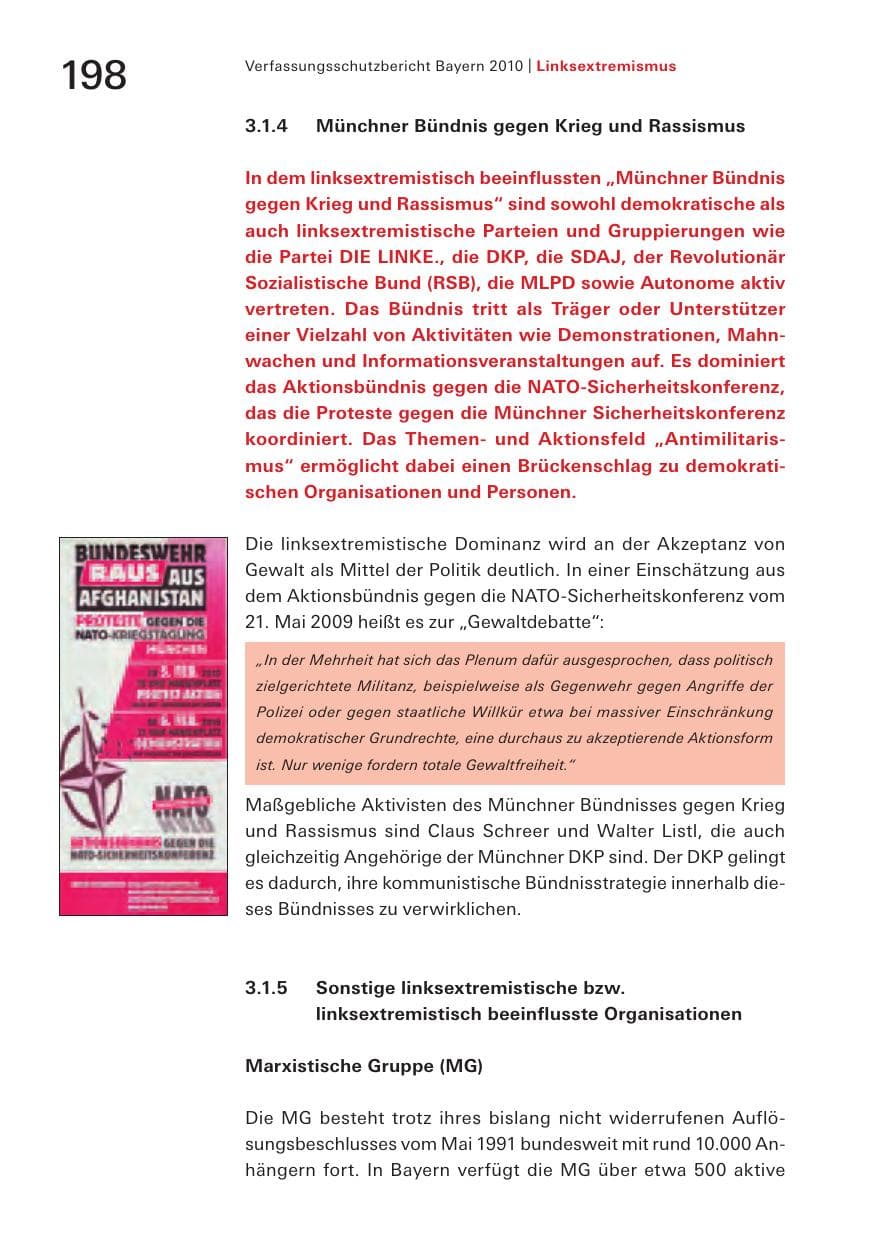 Seite 200 des Verfassungsschutzbericht 2010 Bayern
