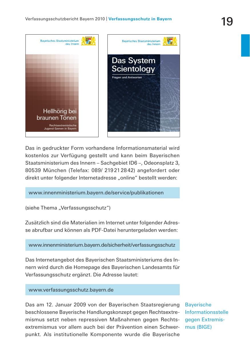 Seite 21 des Verfassungsschutzbericht 2010 Bayern