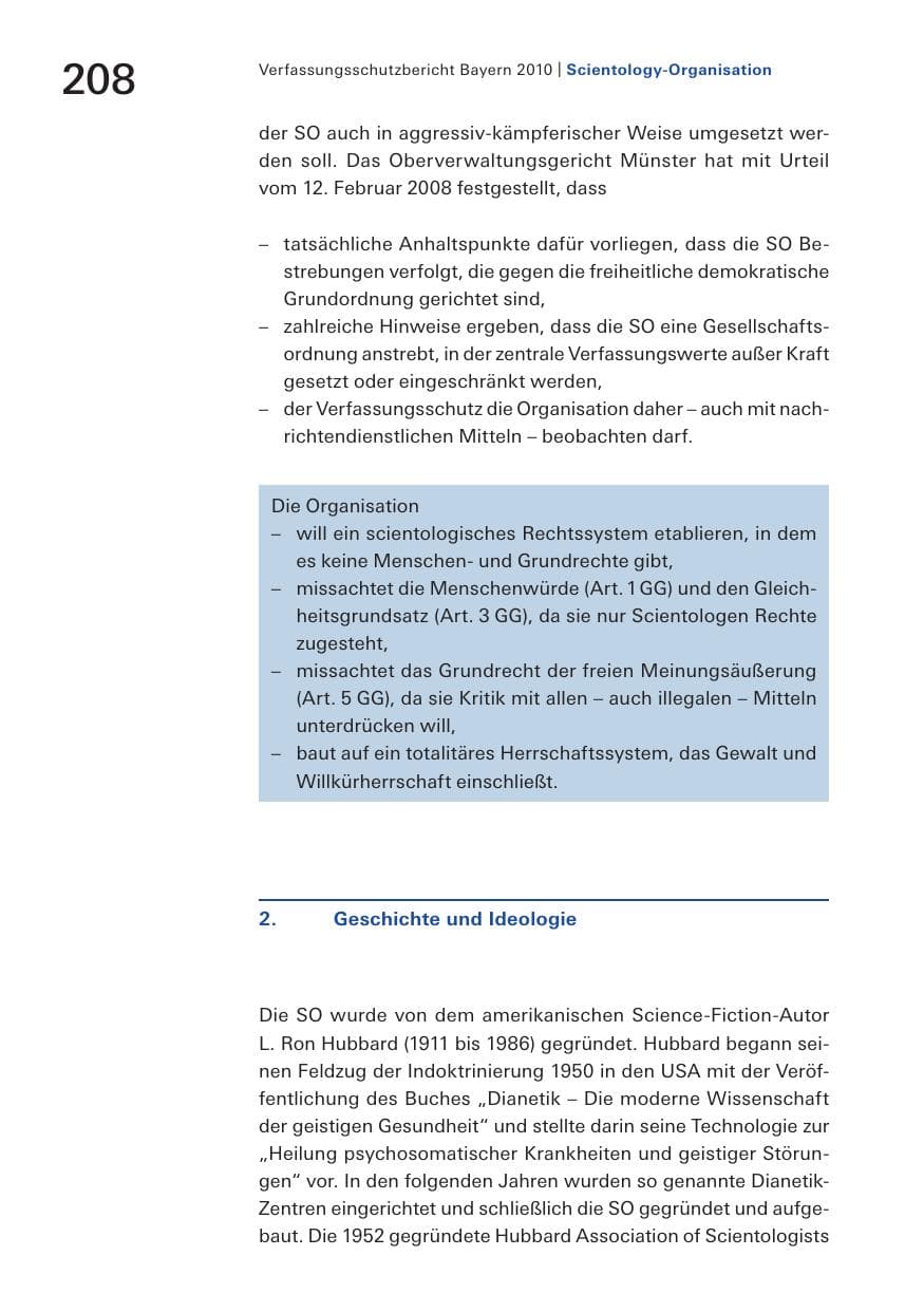 Seite 210 des Verfassungsschutzbericht 2010 Bayern