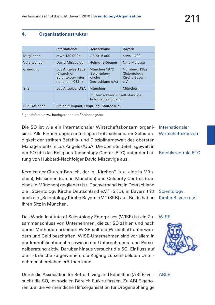Seite 213 des Verfassungsschutzbericht 2010 Bayern