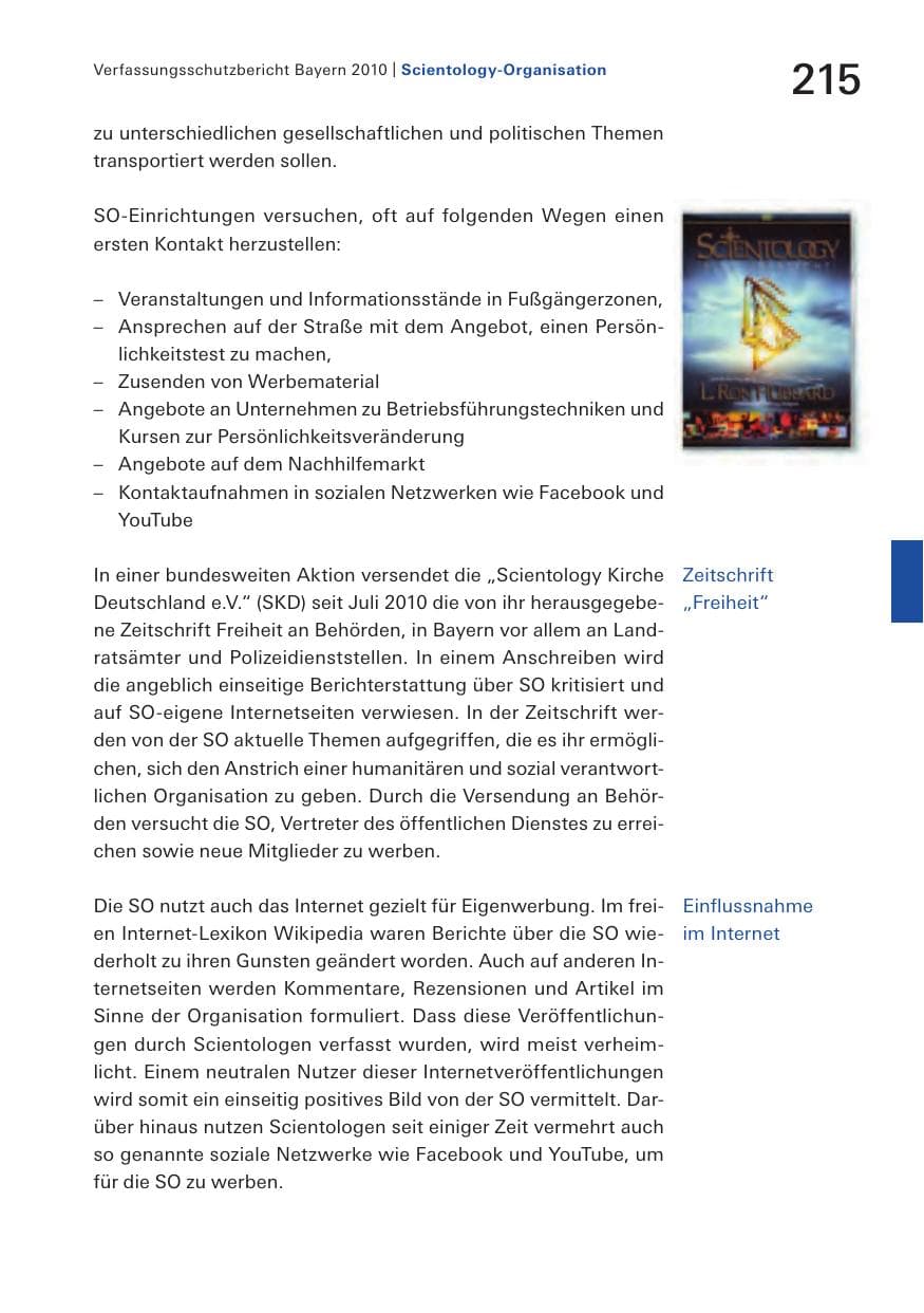 Seite 217 des Verfassungsschutzbericht 2010 Bayern