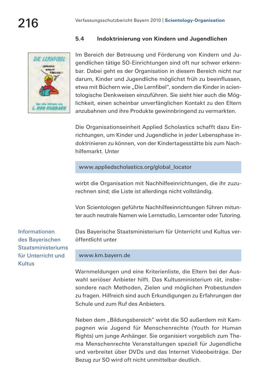 Seite 218 des Verfassungsschutzbericht 2010 Bayern