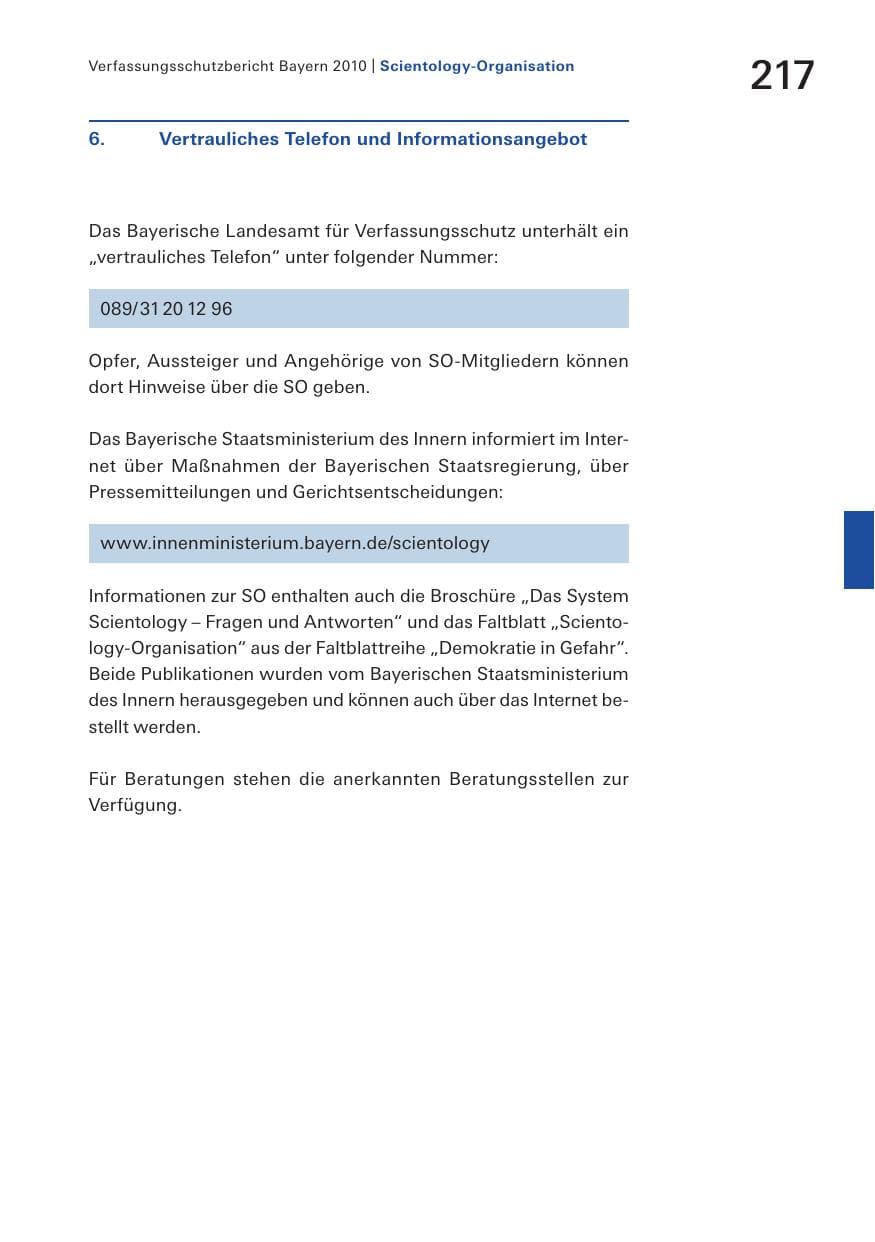 Seite 219 des Verfassungsschutzbericht 2010 Bayern