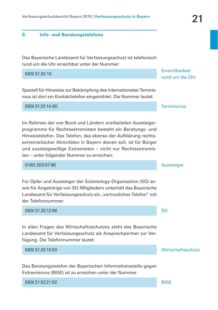 Seite 23 des Verfassungsschutzbericht 2010 Bayern