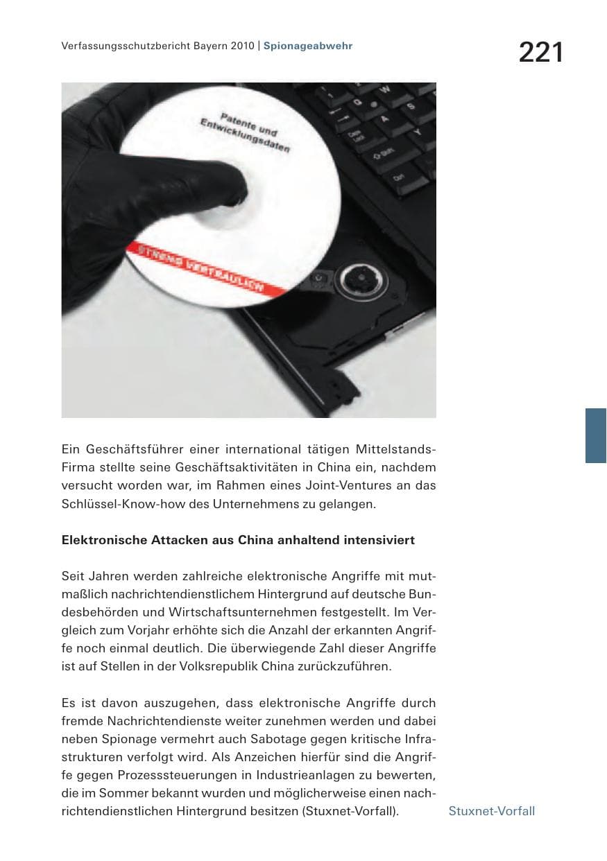 Seite 223 des Verfassungsschutzbericht 2010 Bayern