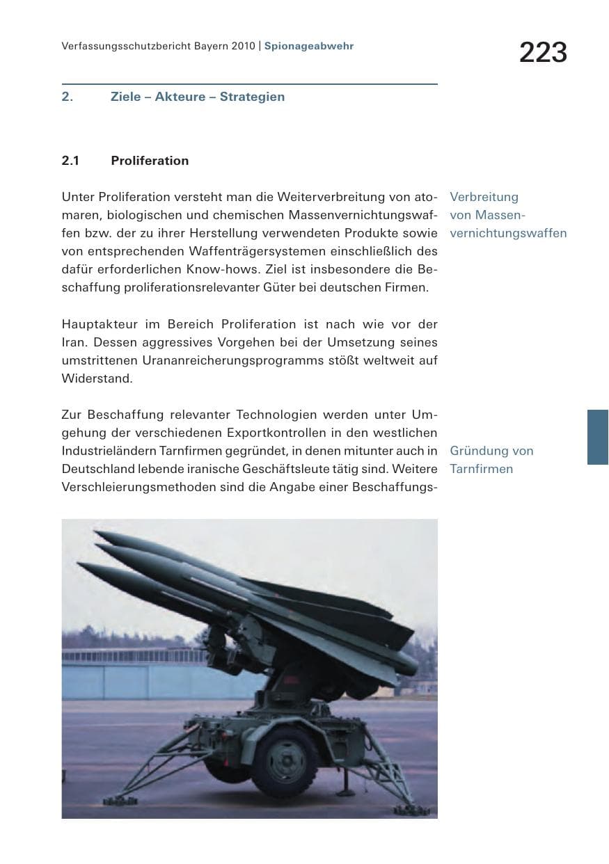 Seite 225 des Verfassungsschutzbericht 2010 Bayern