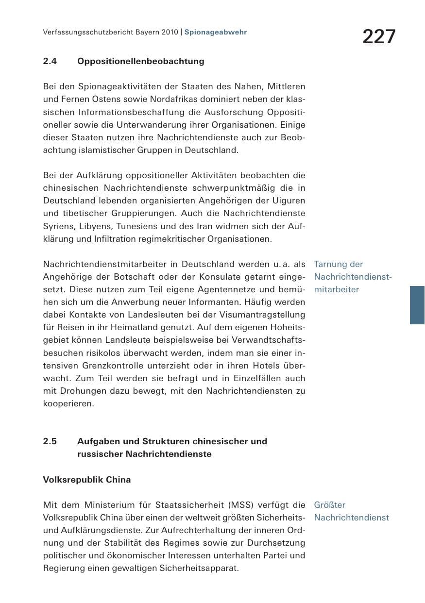 Seite 229 des Verfassungsschutzbericht 2010 Bayern