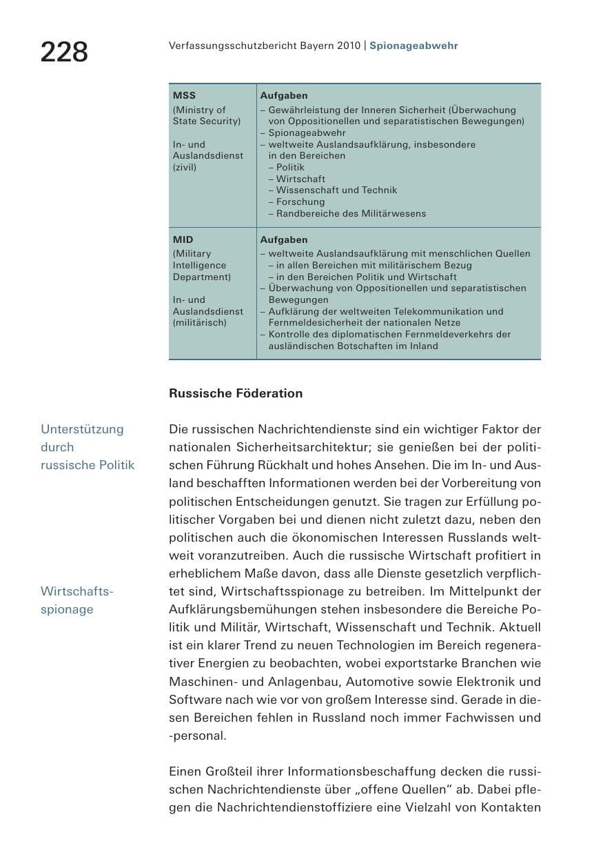 Seite 230 des Verfassungsschutzbericht 2010 Bayern