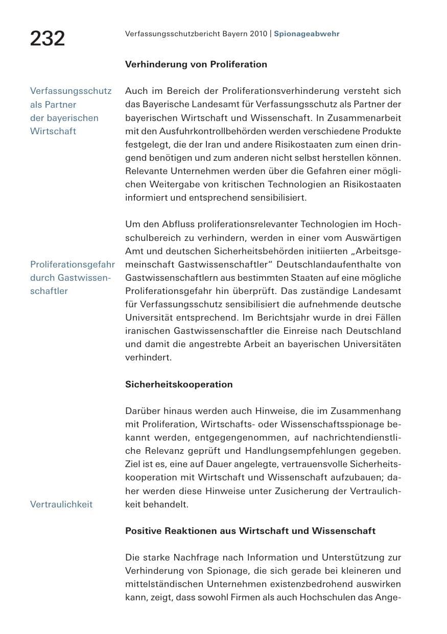 Seite 234 des Verfassungsschutzbericht 2010 Bayern