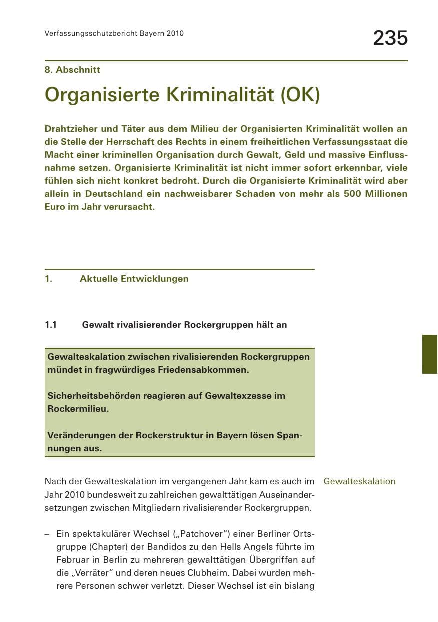 Seite 237 des Verfassungsschutzbericht 2010 Bayern