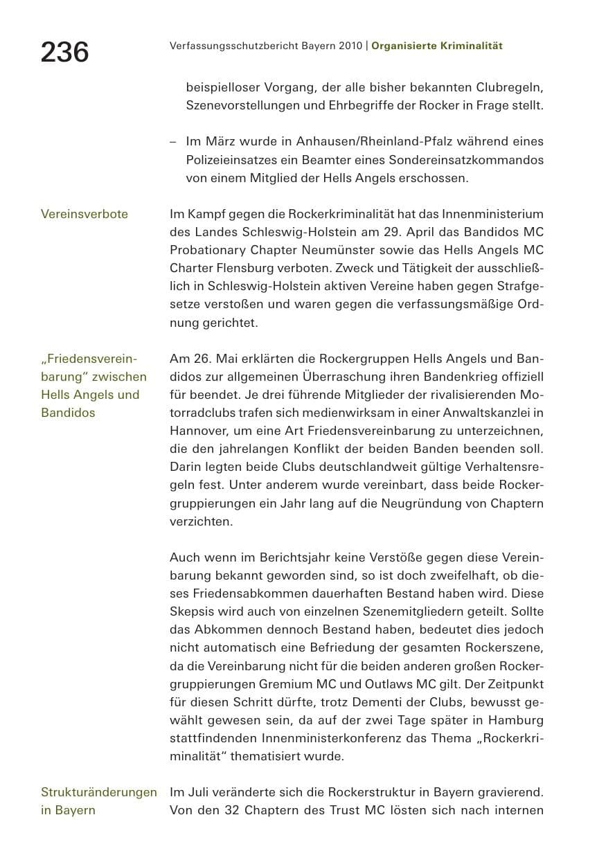 Seite 238 des Verfassungsschutzbericht 2010 Bayern