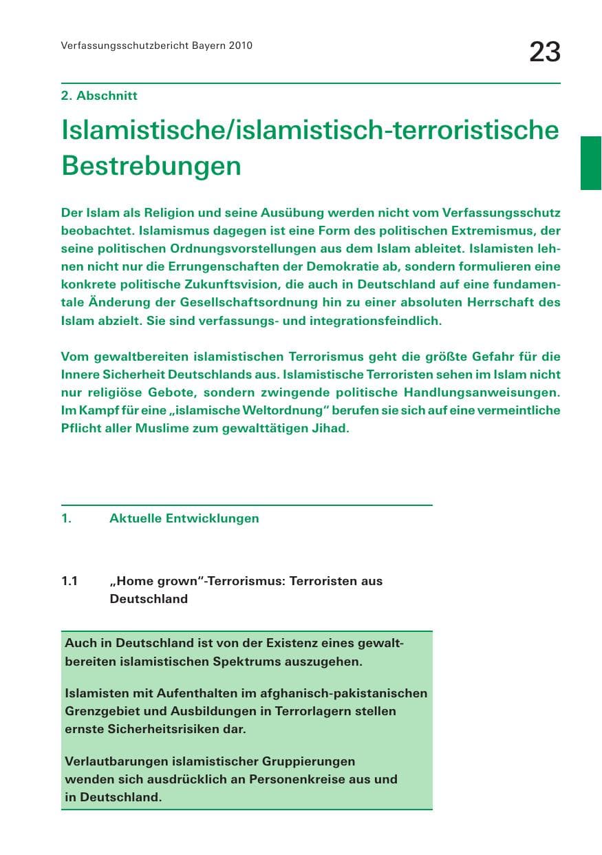 Seite 25 des Verfassungsschutzbericht 2010 Bayern