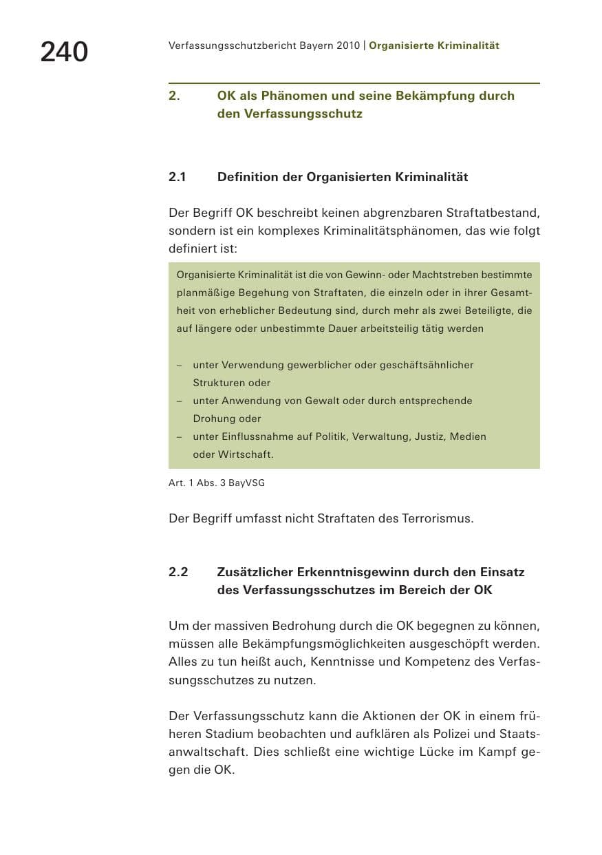 Seite 242 des Verfassungsschutzbericht 2010 Bayern