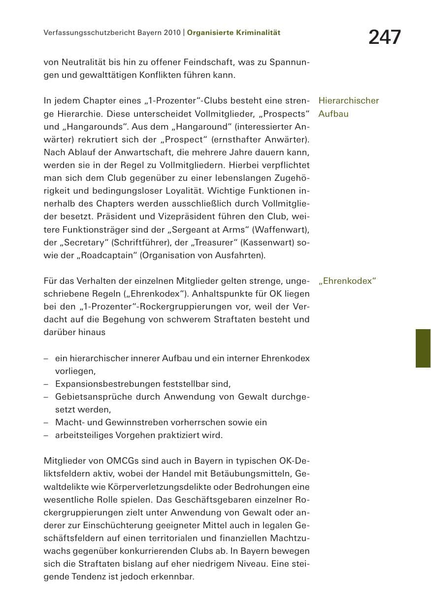 Seite 249 des Verfassungsschutzbericht 2010 Bayern