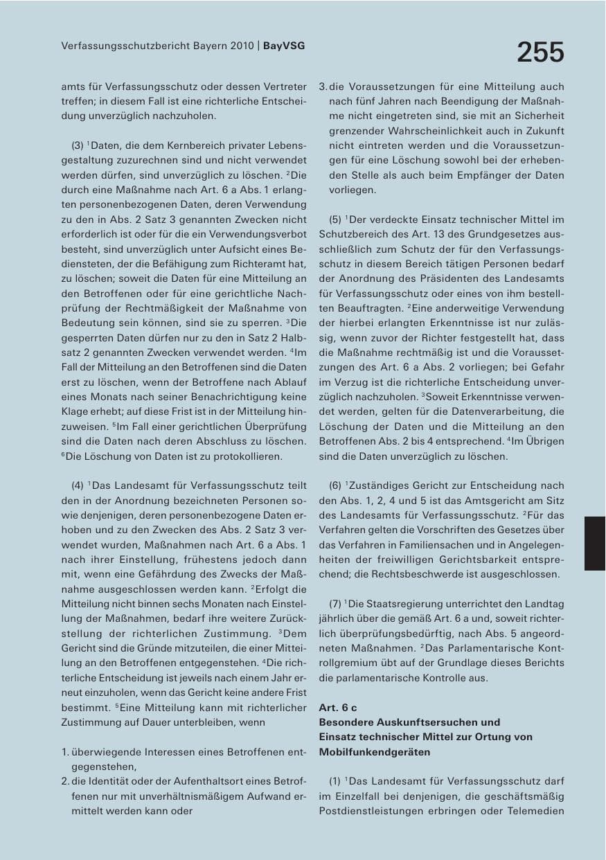 Seite 257 des Verfassungsschutzbericht 2010 Bayern