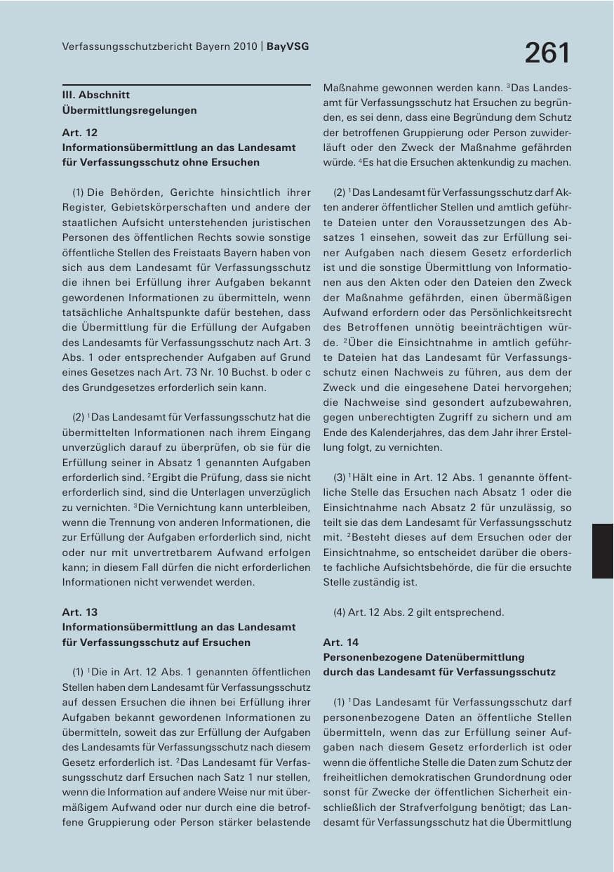 Seite 263 des Verfassungsschutzbericht 2010 Bayern