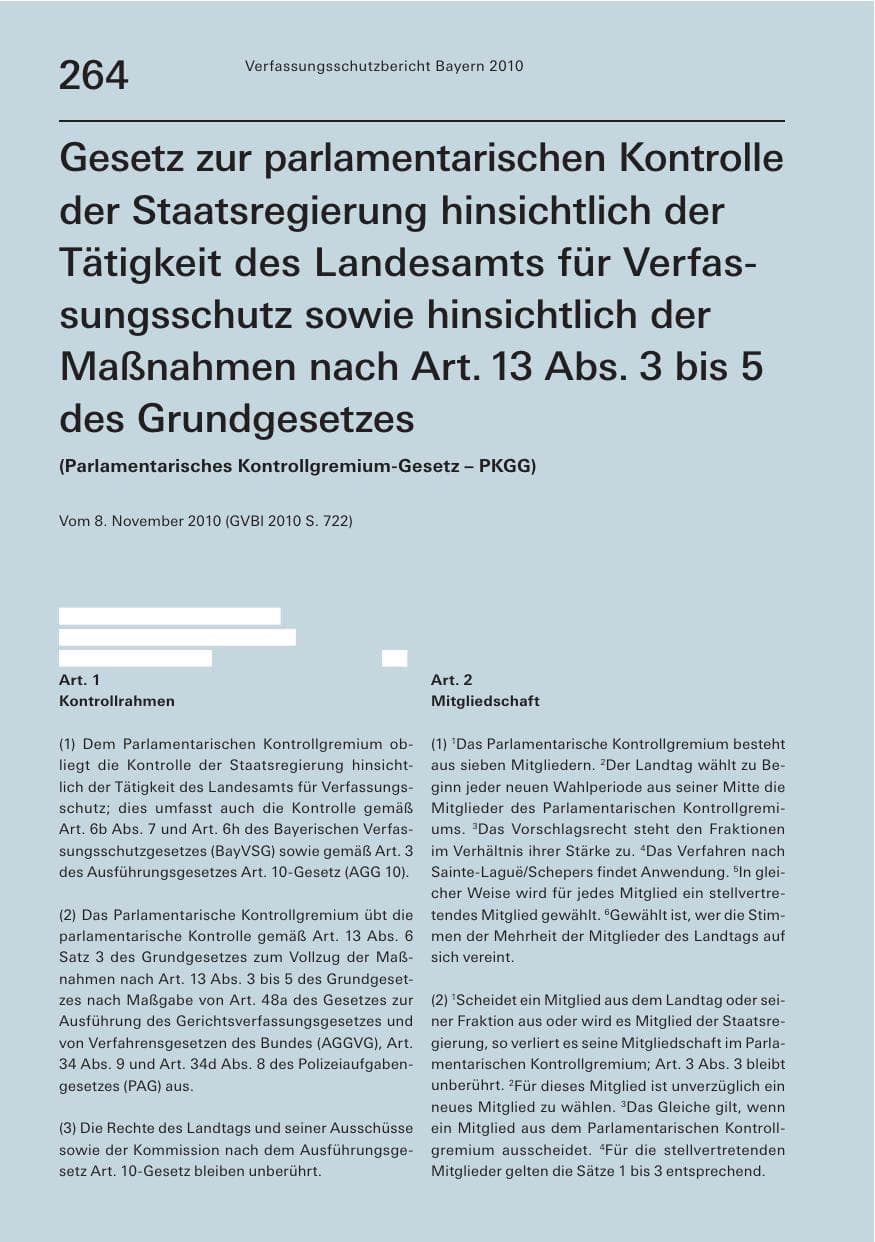 Seite 266 des Verfassungsschutzbericht 2010 Bayern