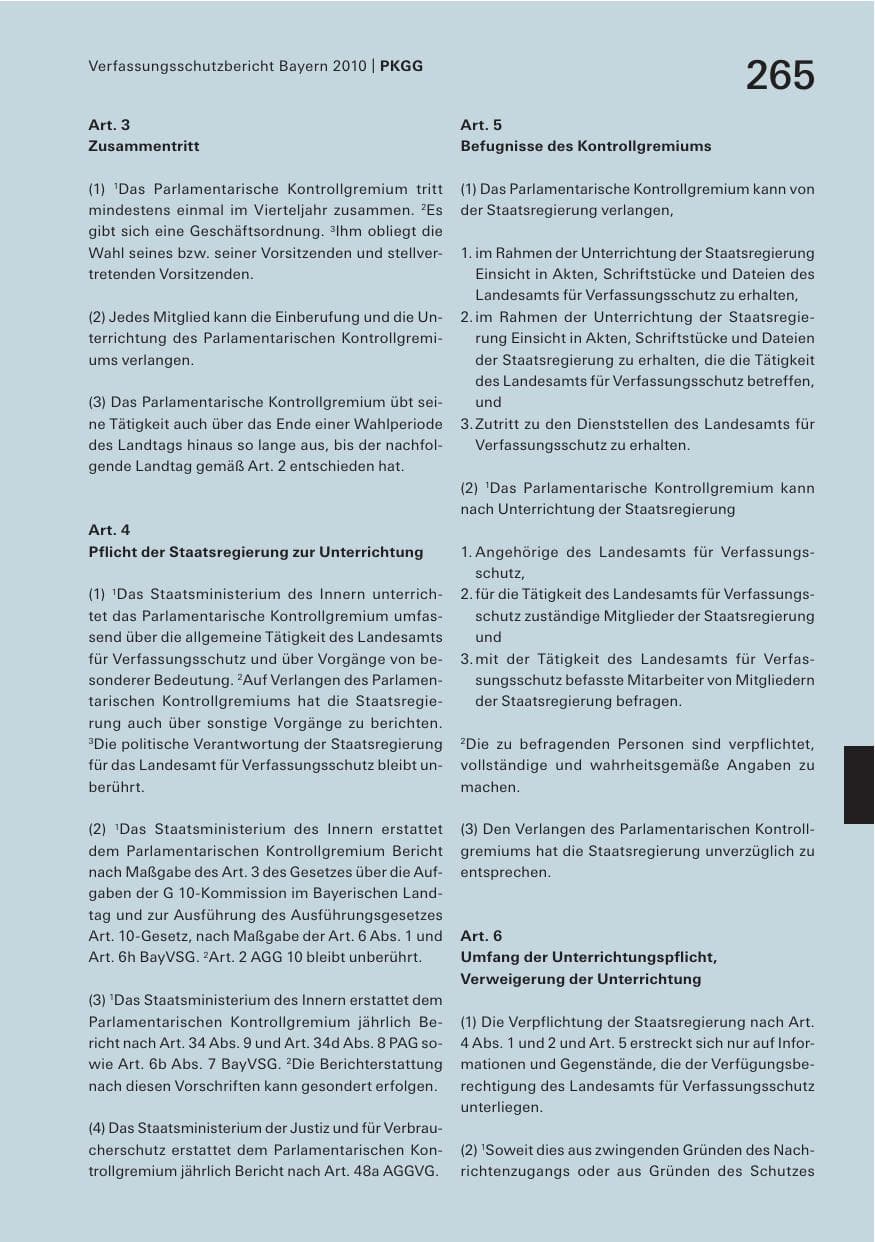 Seite 267 des Verfassungsschutzbericht 2010 Bayern