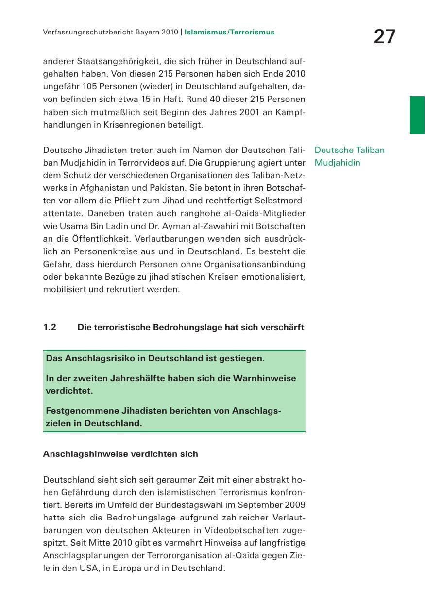 Seite 29 des Verfassungsschutzbericht 2010 Bayern