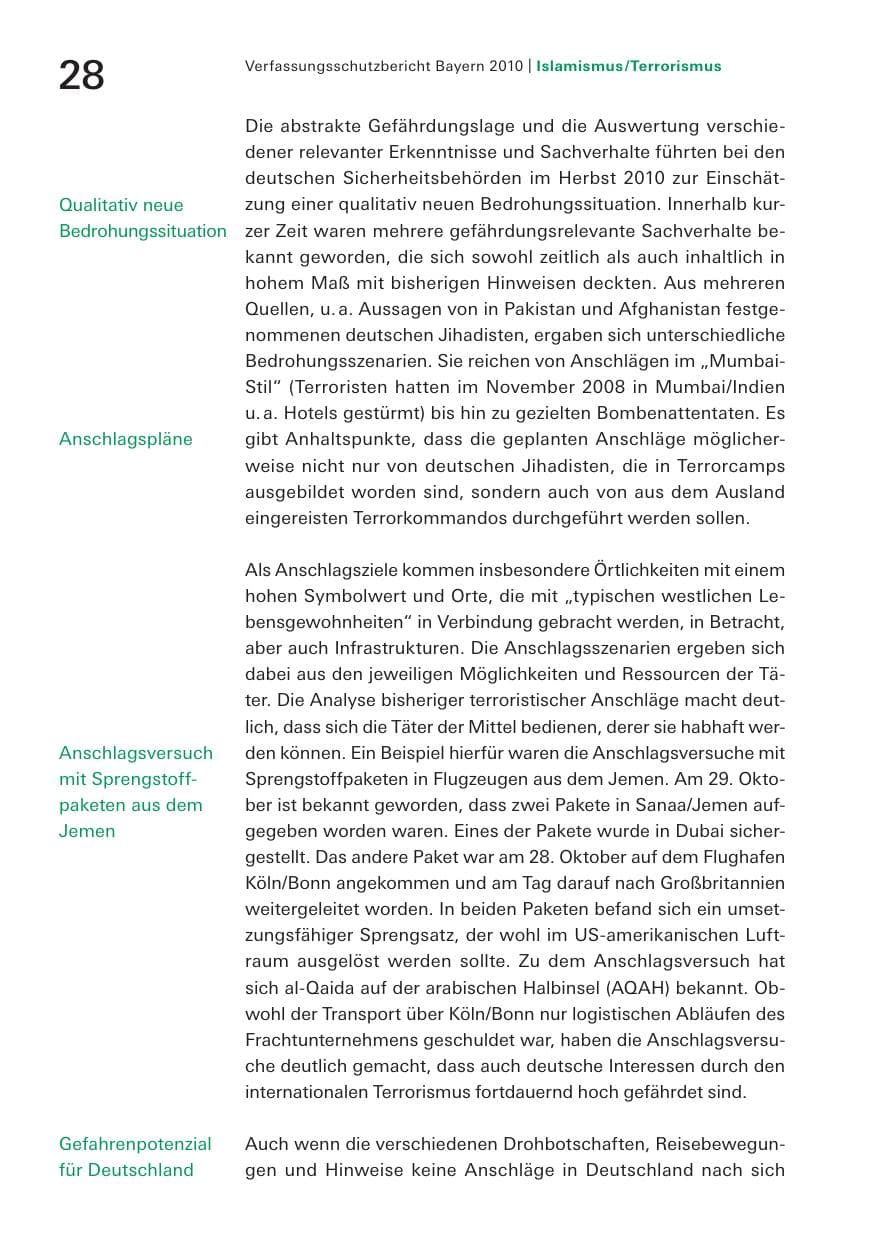 Seite 30 des Verfassungsschutzbericht 2010 Bayern