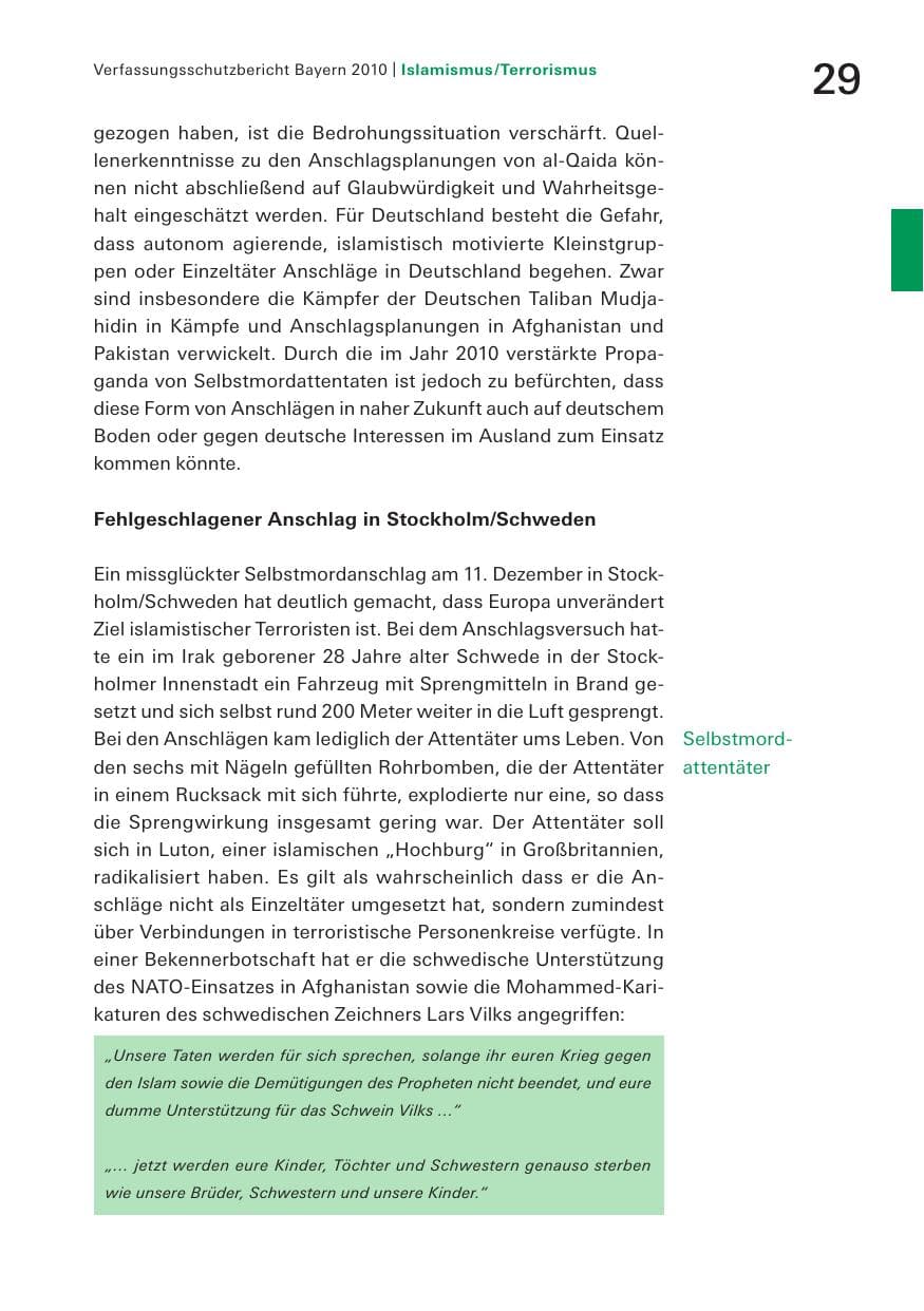 Seite 31 des Verfassungsschutzbericht 2010 Bayern