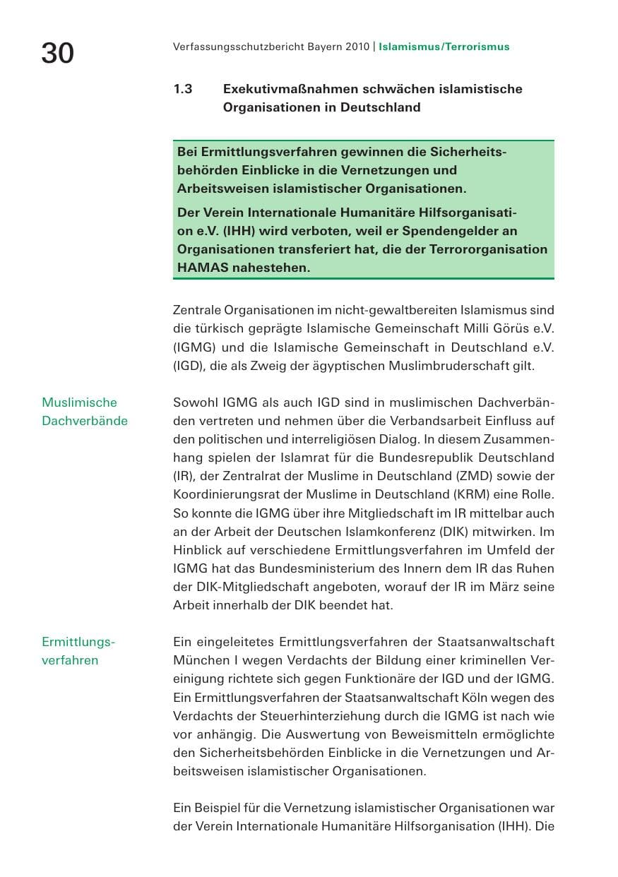 Seite 32 des Verfassungsschutzbericht 2010 Bayern