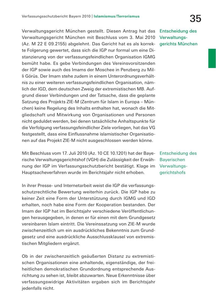 Seite 37 des Verfassungsschutzbericht 2010 Bayern