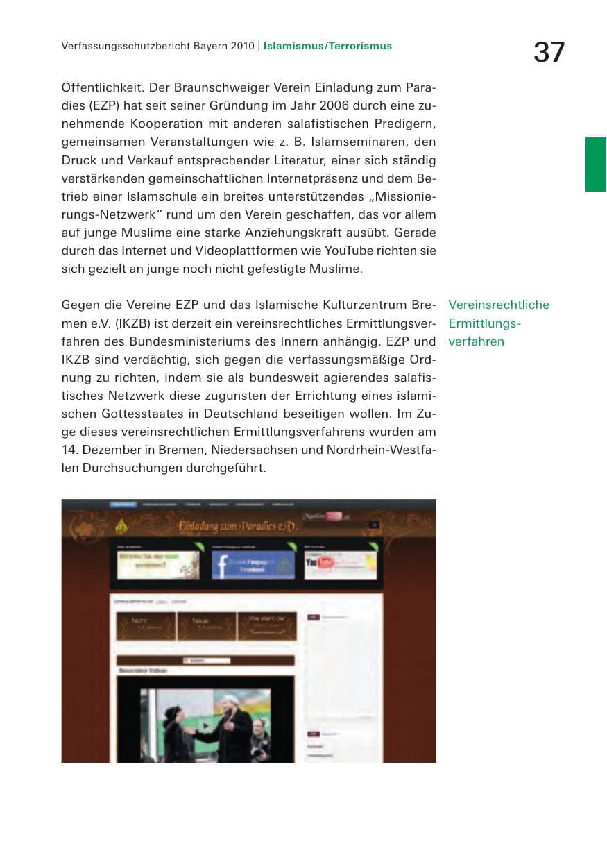 Seite 39 des Verfassungsschutzbericht 2010 Bayern