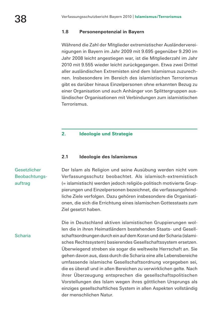 Seite 40 des Verfassungsschutzbericht 2010 Bayern