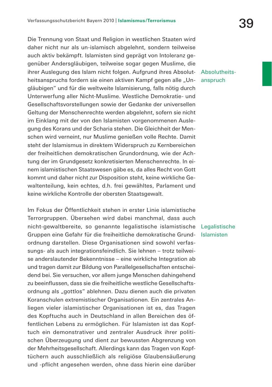 Seite 41 des Verfassungsschutzbericht 2010 Bayern