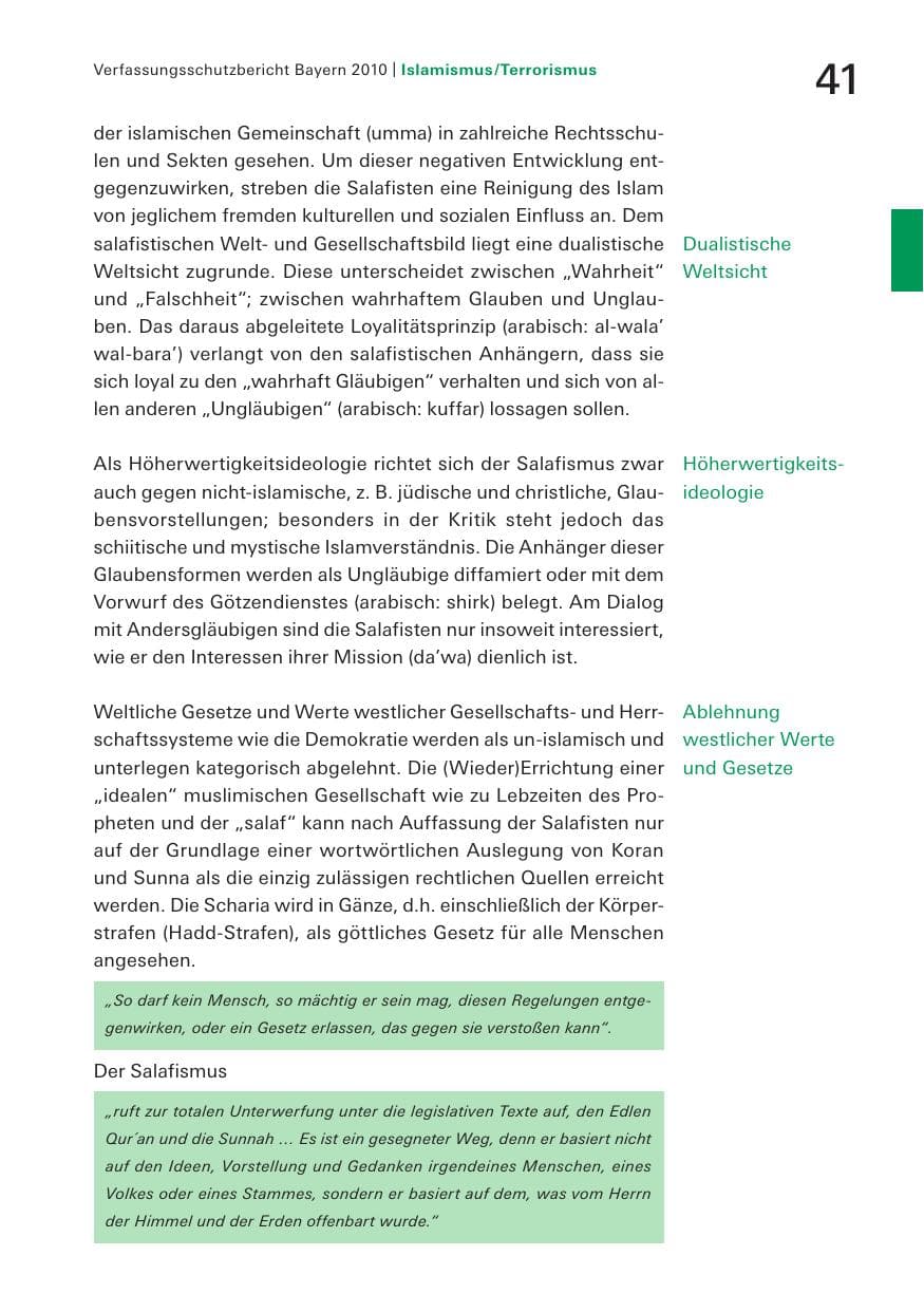 Seite 43 des Verfassungsschutzbericht 2010 Bayern