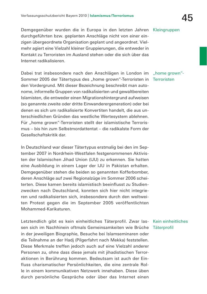 Seite 47 des Verfassungsschutzbericht 2010 Bayern