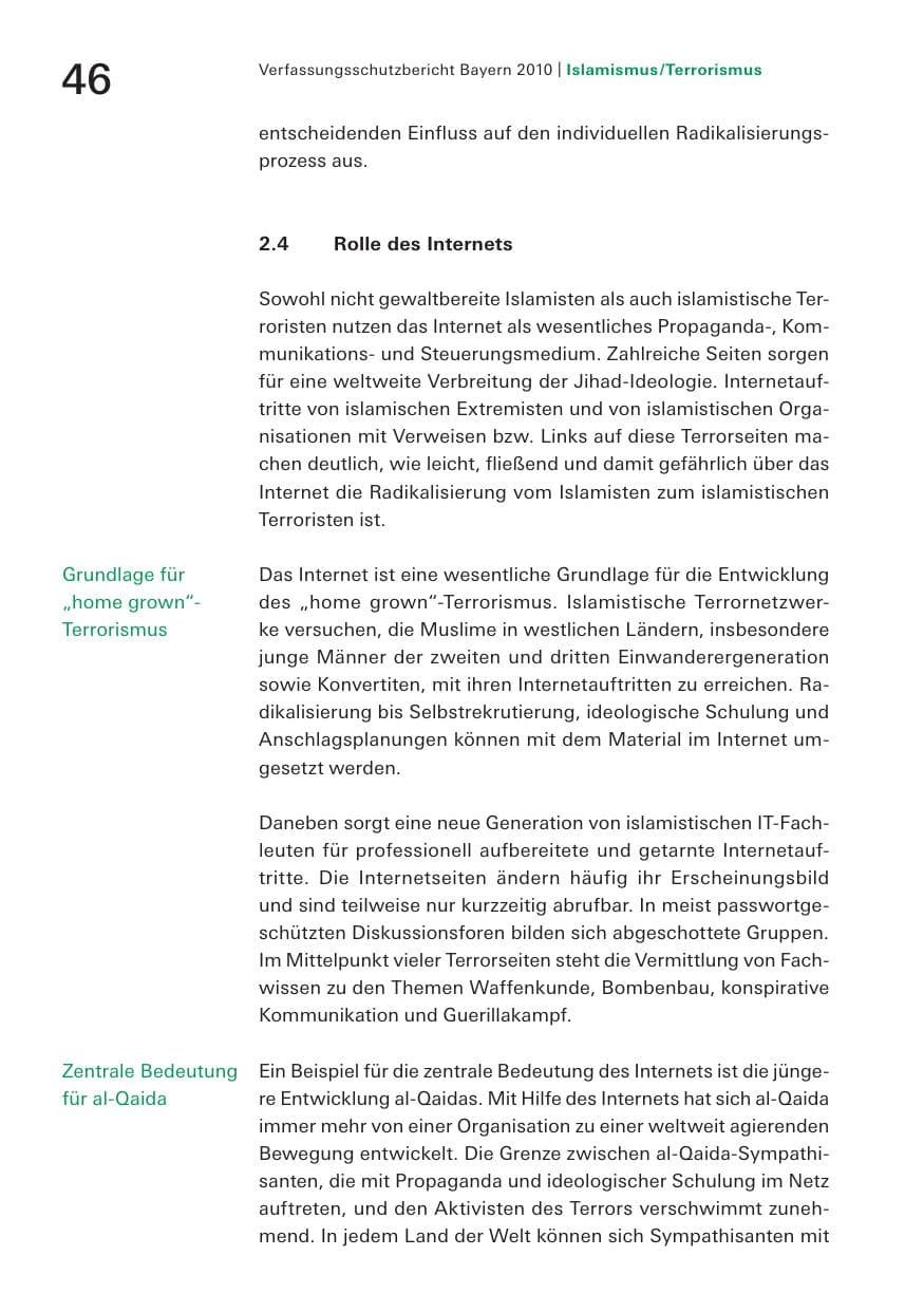 Seite 48 des Verfassungsschutzbericht 2010 Bayern