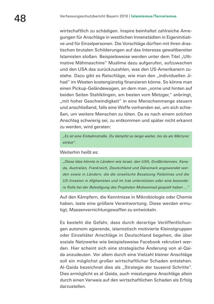 Seite 50 des Verfassungsschutzbericht 2010 Bayern