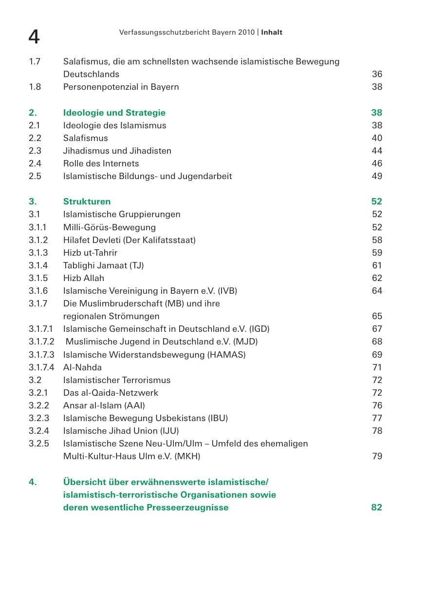 Seite 6 des Verfassungsschutzbericht 2010 Bayern