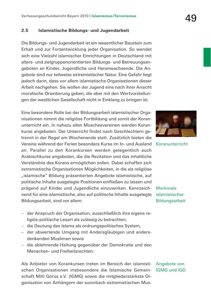 Seite 51 des Verfassungsschutzbericht 2010 Bayern