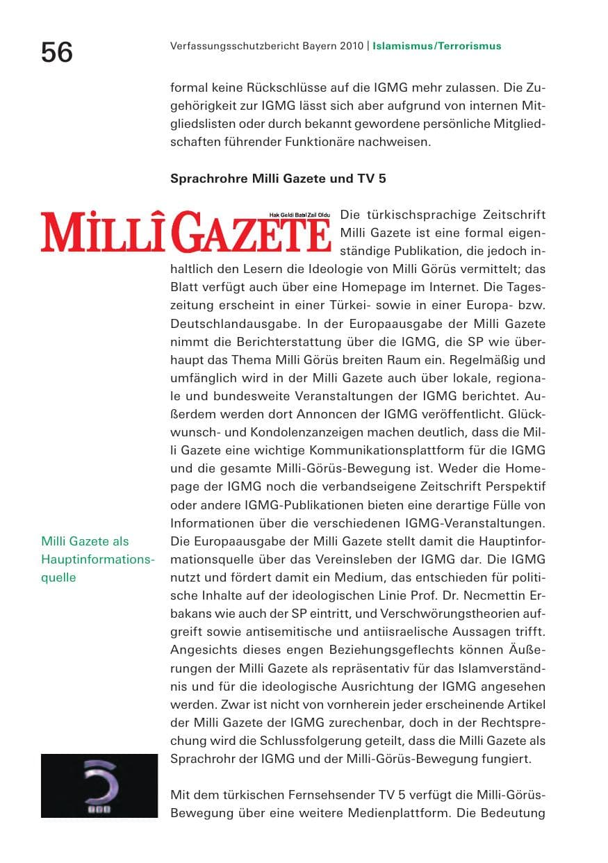 Seite 58 des Verfassungsschutzbericht 2010 Bayern