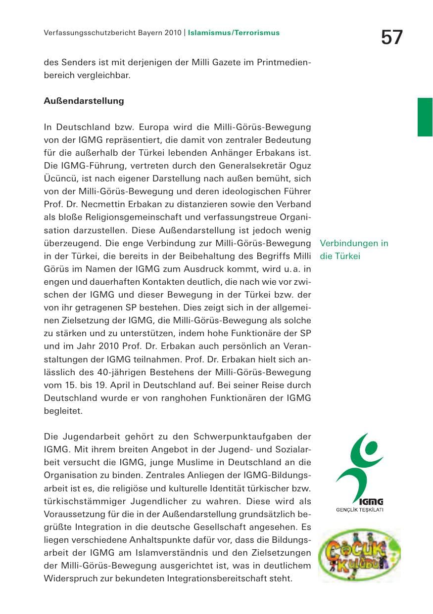 Seite 59 des Verfassungsschutzbericht 2010 Bayern