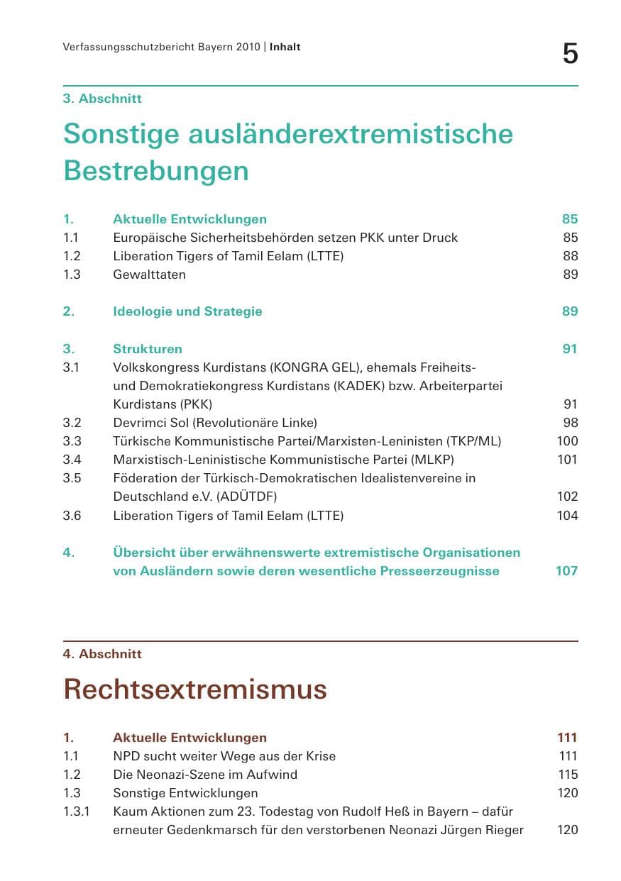 Seite 7 des Verfassungsschutzbericht 2010 Bayern