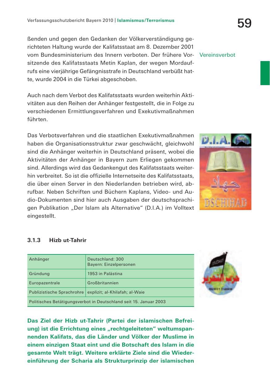 Seite 61 des Verfassungsschutzbericht 2010 Bayern