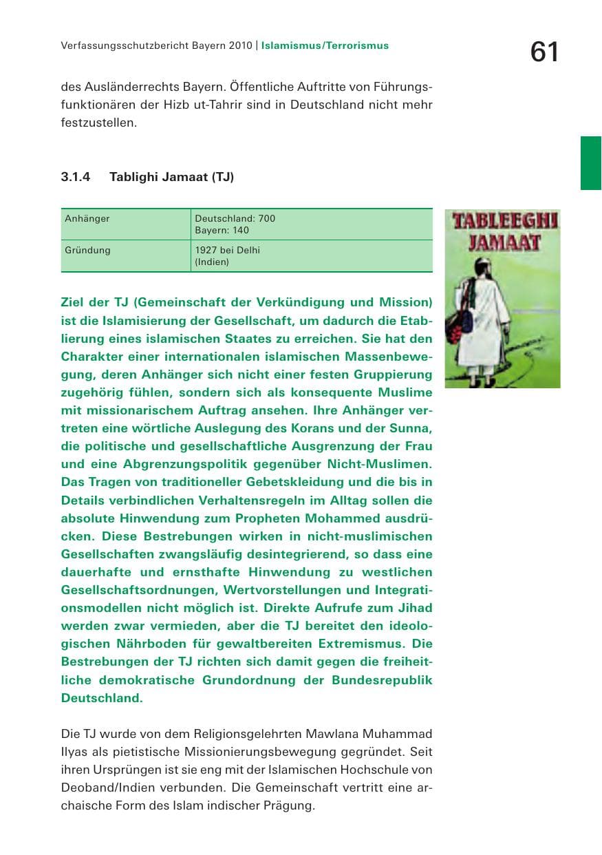 Seite 63 des Verfassungsschutzbericht 2010 Bayern