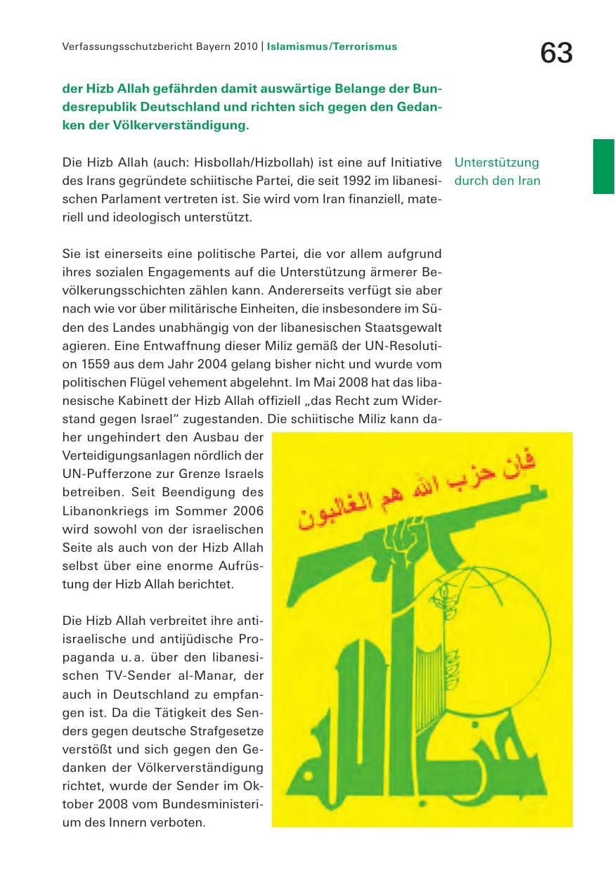 Seite 65 des Verfassungsschutzbericht 2010 Bayern