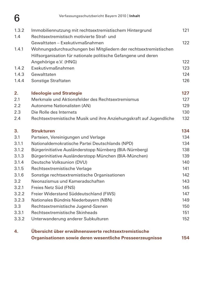 Seite 8 des Verfassungsschutzbericht 2010 Bayern