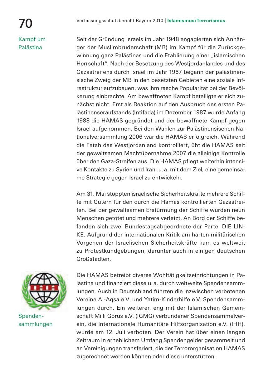 Seite 72 des Verfassungsschutzbericht 2010 Bayern