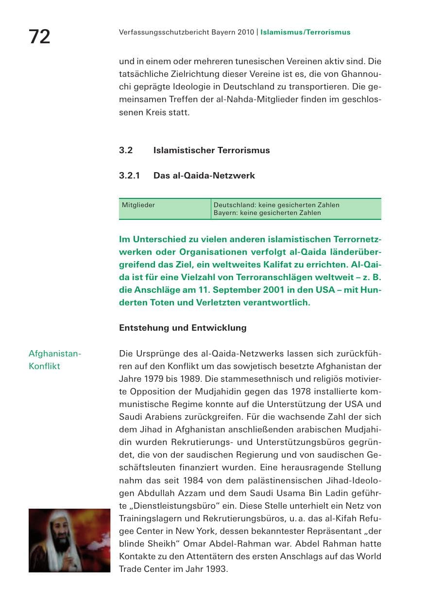 Seite 74 des Verfassungsschutzbericht 2010 Bayern