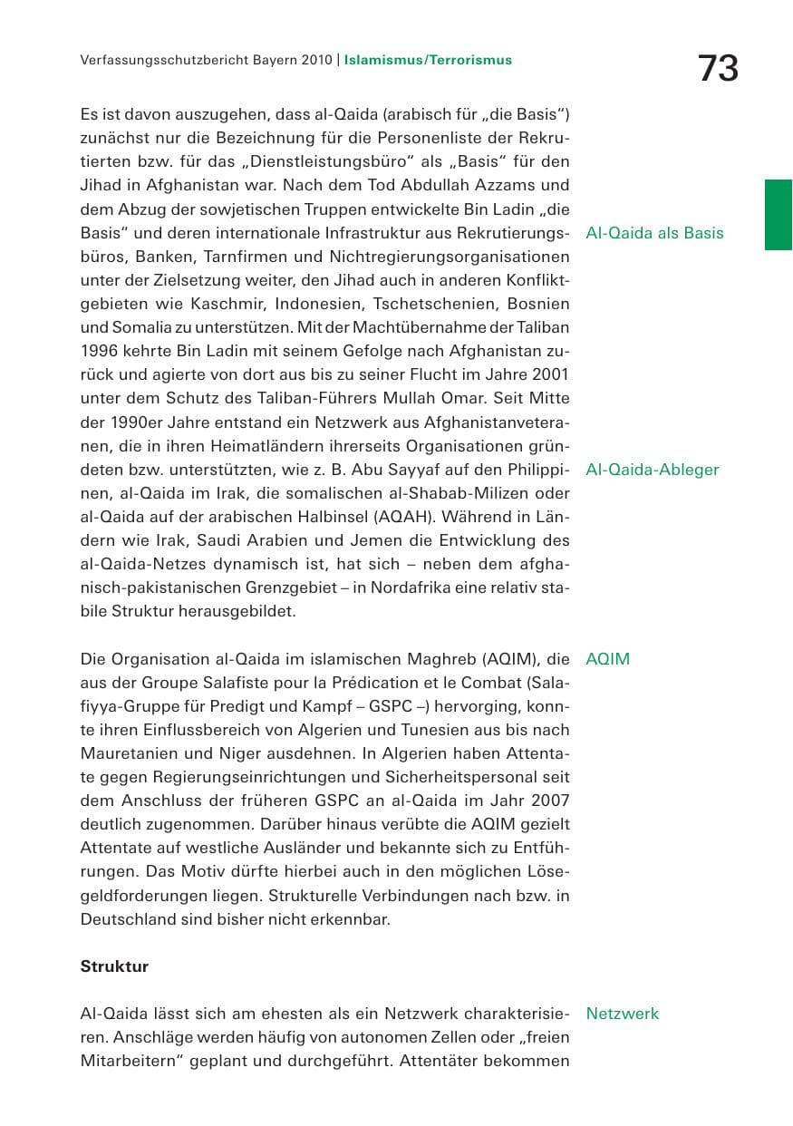 Seite 75 des Verfassungsschutzbericht 2010 Bayern