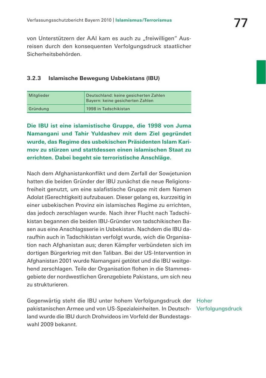 Seite 79 des Verfassungsschutzbericht 2010 Bayern