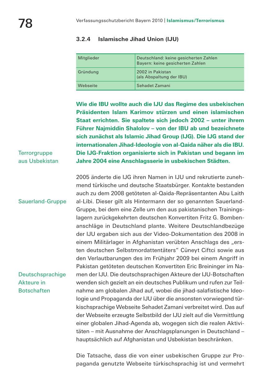 Seite 80 des Verfassungsschutzbericht 2010 Bayern